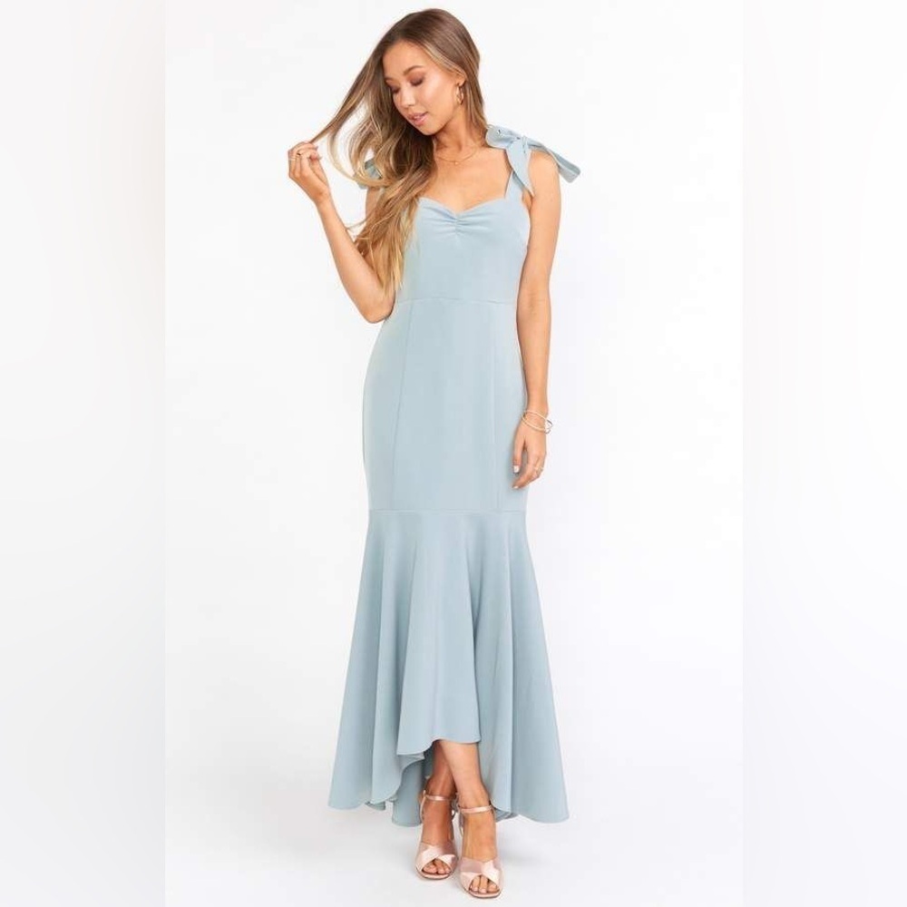 Show Me Your MuMu Barcelona Ruffle Gown in Silver Sage